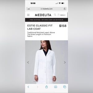 Medelita Estie Classic Fit Lab Coat - size 6